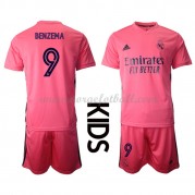 Real Madrid Barn 2020-21 Karim Benzema 9 Draktsett Fotball Bortedrakter Kortermet..